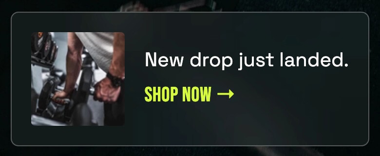 IRON floating card reading New drop just landed with a Shop now link