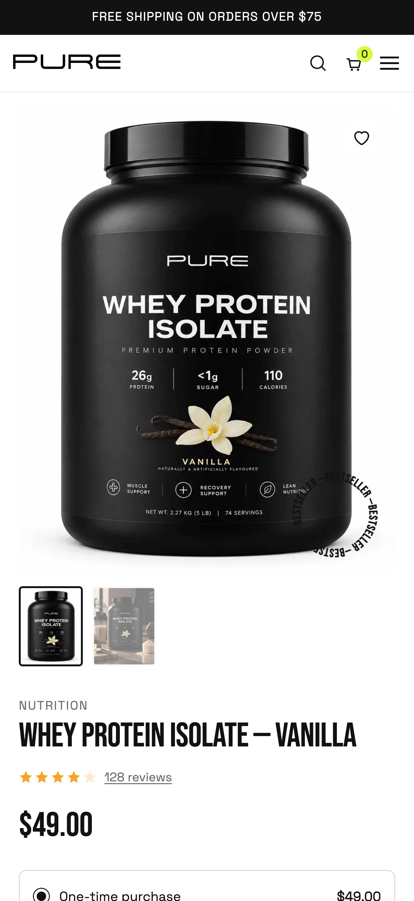 IRON product page on an iPhone